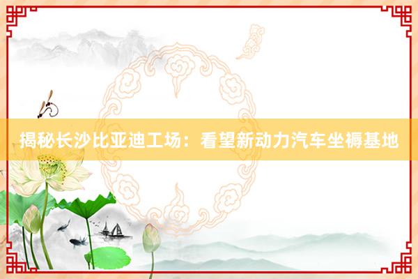 揭秘长沙比亚迪工场：看望新动力汽车坐褥基地
